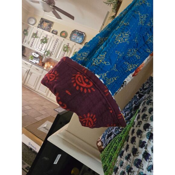 Reversible Quilted Jacket Mandarin Collar Fabric Buttons w Loops WM SZ M Colors! - Picture 4 of 10